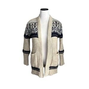 Gemelli Italy Women's Sweater Open Front Wool Blend Fair Isle Cardigan Size S